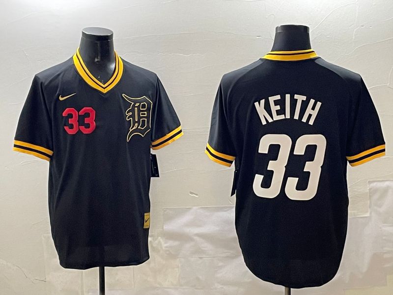 Men Detroit Tigers #33 Keith Black Gold Game 2025 Nike MLB Jersey style 2